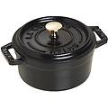 casseruola tonda in ghisa per induzione colore nero con maniglie e coperchio diam. 12cm