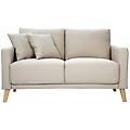 divano 2 posti in tessuto beige e legno chiaro munik