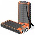- powerbank solare 10000mah usb 2a c torcia con cordino bussola nero
