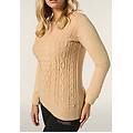 maglia tricot girocollo fronte a trecce e maniche in felpa cuban sand donna extra small