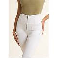 pantaloni wr. up 7/8 vita alta con taschine applicate bianco donna large