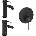 essence set 3 accessori miscelatore monocomando per lavabo bidet e doccia nero ultra opaco
