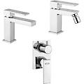 rubinetteria set miscelatori lavabo bidet e incasso doccia con deviatore modello twinkle