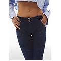 jeans wr. up vita regular 7/8 con decoro floreale dark jeans-seams on tone donna large