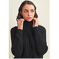 maglia donna collo alto con treccia nero donna extra small