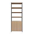 libreria con ripiani finitura legno chiaro rovere e metallo nero l80 cm maxence