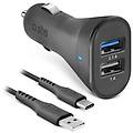 caricabatterie accendisigari usb type-a car charger kit 12w black tekitcrc2u21aul