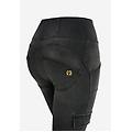 jeans push up wr. up stile cargo vita alta e lunghezza 7/8 jeans nero-cuciture in tono donna small