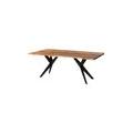 tavolo da pranzo in legno di acacia e resina epossidica nera 160x90x76 laccato natur / gambe a