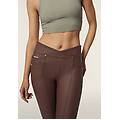 pantaloni in similpelle laminata con vita alta a incrocio shopping bag donna medium