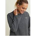 felpa girocollo in tessuto tecnico doppio a trecce melange gray donna small