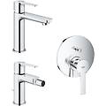 lineare set 3 miscelatori monocomando per lavabo bidet e doccia cromo