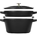 stackable set 2-pz. di pentole nero