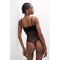 body in tulle spallina sottile donna nero taglia s