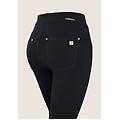pantaloni n. o. w. in jersey a vita alta con impunture dark sapphire donna xxx large