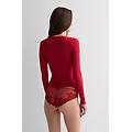 maglia manica lunga ultralight con cashmere e scollo a barchetta donna rosso taglia m