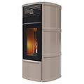 stufa a pellet suite hydromatic 24 in acciaio con top e fianchi in ceramica 24 kw colore warm grey