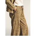 pantaloni in mussola doppiati in cotone ricamato sangallo aloe donna xxs