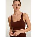 top sportivo seamless supporto medio con inserti a costine brandy brown donna medium/large