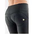 pantaloni push up wr. up 7/8 vita alta bottoni similpelle nero donna small