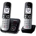 Panasonic Cordless Duo Twin Dect Black E Silver Kx Tg6862jtb