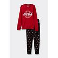 pigiama lungo cotone logo coca-cola uomo rosso taglia l