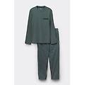 pigiama lungo in cotone premium mercerizzato e tela stampa righe uomo verde taglia m