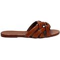 sandali bassi donna cognac in pelle