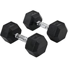 Homcom Set 2 Manubri Da 10kg Esagonali In Metallo E Gomma