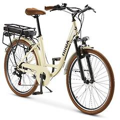 nilox bici elettrica 250w 65km di autonomia 26 6 velocità beige/marrone led