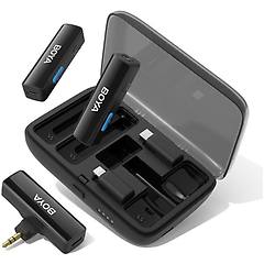 boya boyalink sistema microfonico wireless da bavero usb-c lightning e connettore trs da 3 5 mm nero