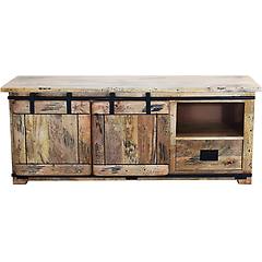 Milani Home - Beily Porta Tv Legno Di Mango Con 2 Ante Scorrevoli