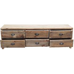 milani home pez porta tv con 6 cassetti in legno di pino riciclato