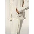 felpa zip e cappuccio con tasche a marsupio e dettagli tricot white sand donna large