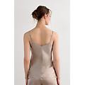 top in raso di seta con scollo a v donna naturale taglia m