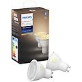 set da 2 lampadine led gu10 faretto trasparente cct 5w= 350lm (equiv 5 w) 42° dimmerabile
