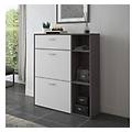 scarpiera 2 ante a ribalta e 1 cassetto colore grigio antracite e bianco 90x26 h101 5