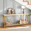 tavolo console a 2 livelli con superficie in marmo finto tavolo console stretto da 180 cm per