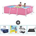 - piscina fuori terra rettangolo 220x150x60 cm rosa include accessori coordinati cb69