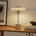 lampada da tavolo branford retrò beige metallo/travertino