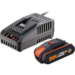 Worx Kit Batteria Wa3601 20v/2ah + Carica Batteria Rapido