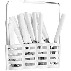 altri brand set 24 posate con manico bianco e cestello portaposate