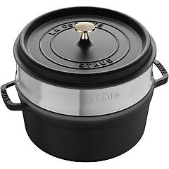 Staub La Cocotte Con Cestello A Vapore Rotonda 26 Cm Nero