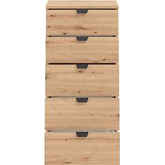 milani home - cassettiera moderna 5 cassetti colore rovere di design moderno industrial cm 45 x 40 x 95 h