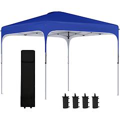 outsunny gazebo pieghevole 2 5x2 5m con altezza regolabile e borsa con ruote blu