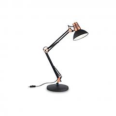 ideal lux lampada da tavolo wally con snodo nero rame