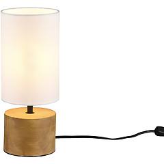 reality leuchten lampada tavolo woody legno stoffa cilindro bianco