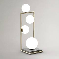 miloox by sforzin lampada tavolo buble oro vetro opale 4 luci dimmer