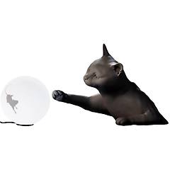 karman lampada da tavolo maoo ceramica nera vetro statuetta di gatto