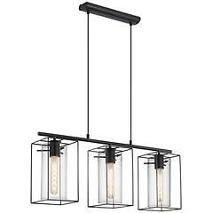 Eglo Lampadario Moderno Loncino Nero Paralume Nero 3x